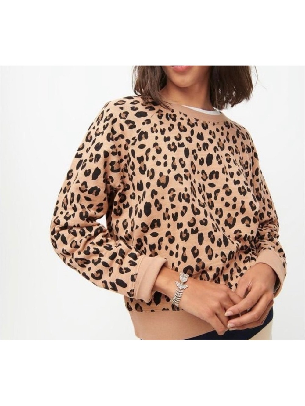 J.Crew Vintage Fleece small cheetah print sweater